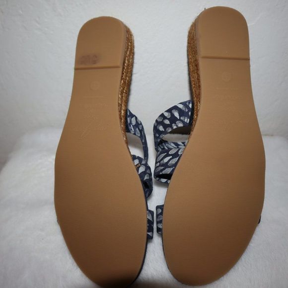 Eric Michael Blue/White Droplet Reese Suede Espadrille Sandals Women's Size 41 - Picture 7 of 9
